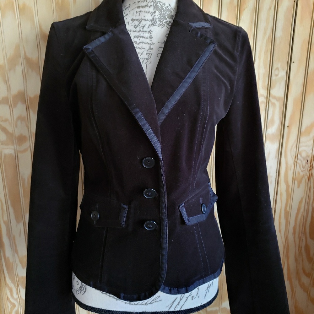 ANN TAYLOR LOFT Black Velour Jacket